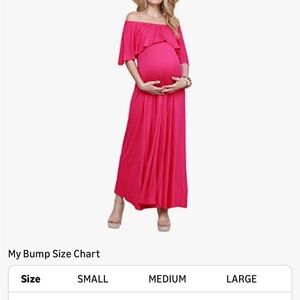 Pink Off-Shoulder Maxi maternity Dress